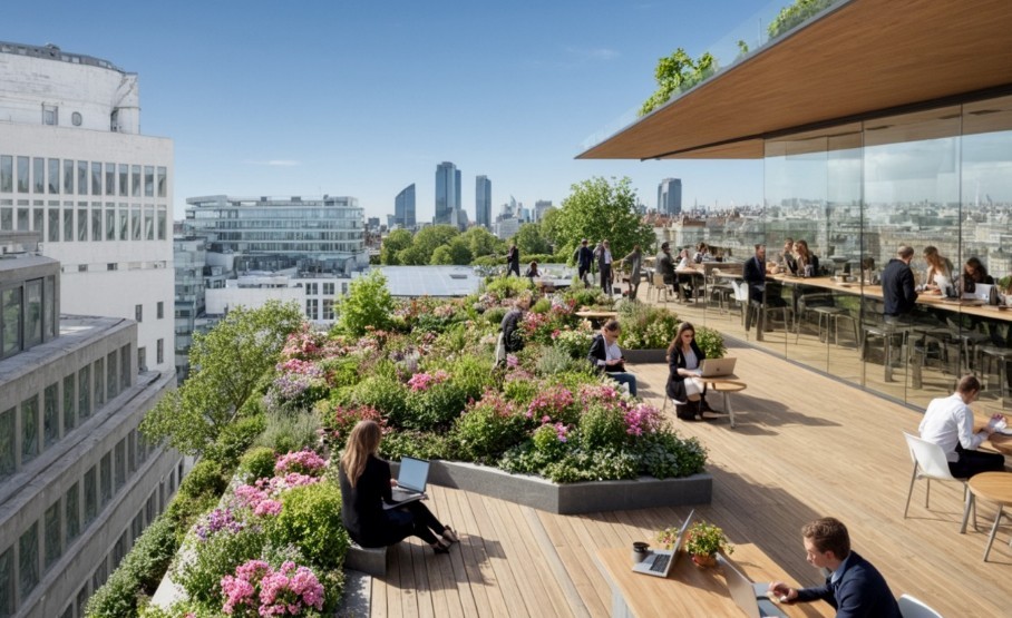 Central London investment project, roof garden (rendering by CRA)